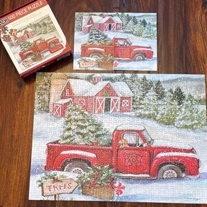 Lange Red Truck Farm Puzzle Christmas tree farm